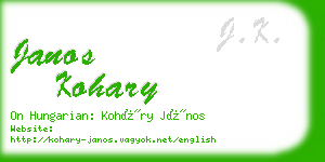 janos kohary business card